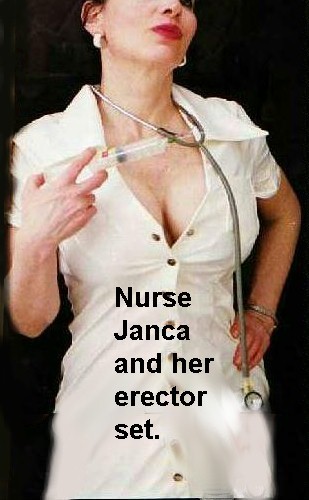 cleavage shot with white vinyl nurse uniform